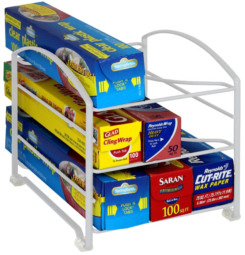 Deco Brothers Wrap Organizer Rack for Kitchen Cabinet, White (Small/Standard, 2-1/2" BOX) - Image 1
